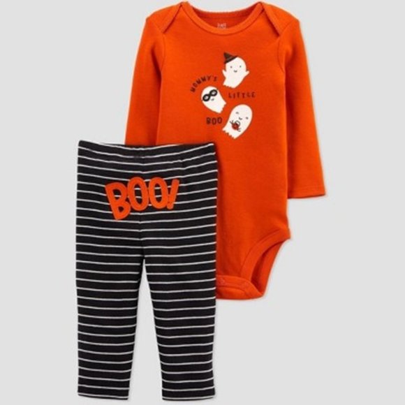 Carter's Just One You Baby 'Mommy's Little Boo' Top Bottom Set Black/Orange 3M - Picture 1 of 1